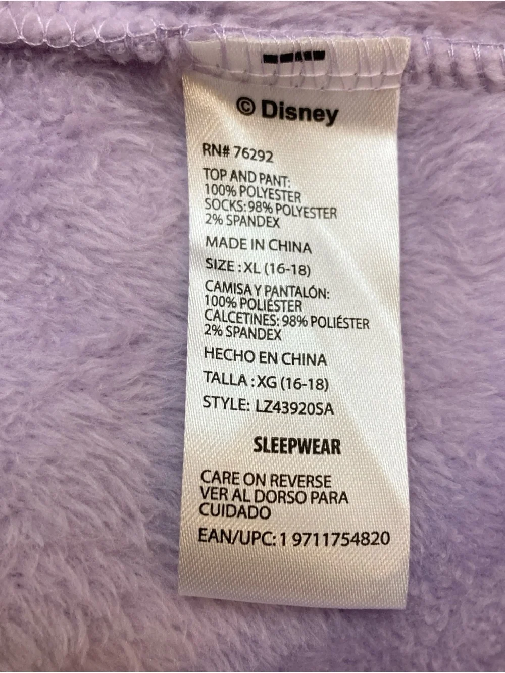 Disney 100th Anniversary Lavender Sleep Top with Jack Skellington Character Face